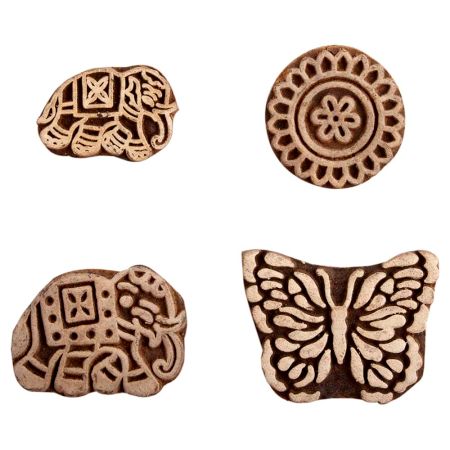 Set of 4 Piece New Mix Wooden Printing Block